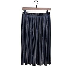 ZARA pleated midi silver metallic skirt S